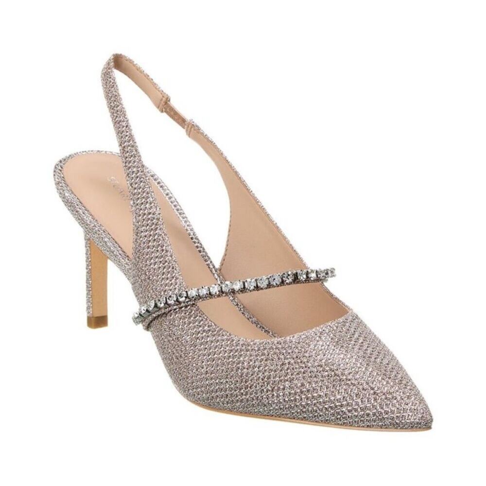 Stuart Weitzman Crystalline 75 Mesh Slingback Pump Rose‎ gold disco mesh sz 8.5